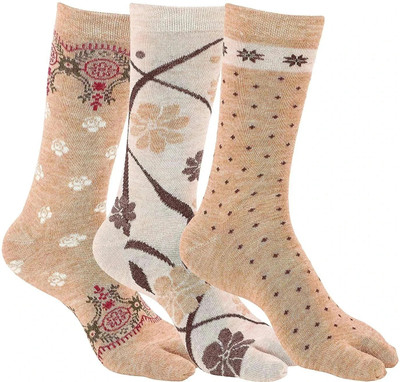 ANVIK Women Self Design, Graphic Print, Printed Mid-Calf/Crew(Pack of 3)