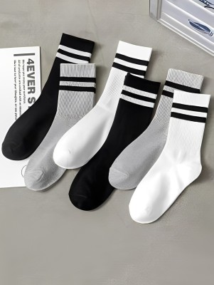 soxsense Men & Women Striped Mid-Calf/Crew(Pack of 3)