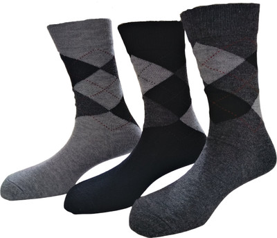Graceway Men Argyle Mid-Calf/Crew(Pack of 3)