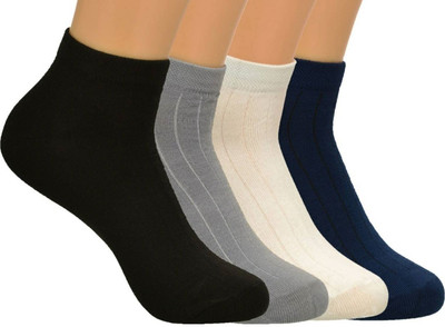 MERCEHIVE Men & Women Striped Ankle Length, Calf Length, Over the Knee, Peds/Footie/No-Show(Pack of 4)