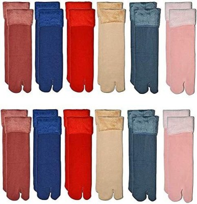 PUSHUP Women Solid Ankle Length, Mid-Calf/Crew, Thigh(Pack of 6)