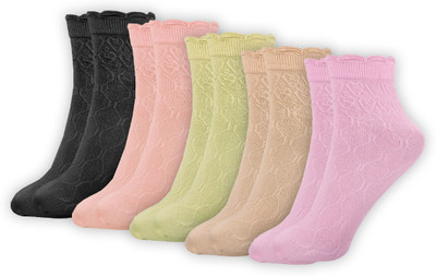 Buyra Women Self Design Mid-Calf/Crew(Pack of 5)