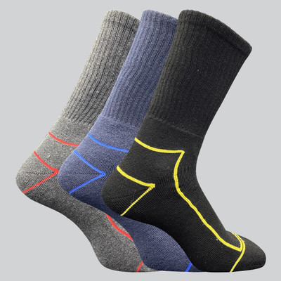 TRAZO Men Self Design Mid-Calf/Crew(Pack of 3)