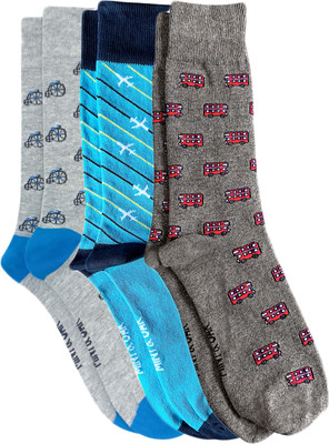 Mint and Oak Men Printed Mid-Calf/Crew(Pack of 3)
