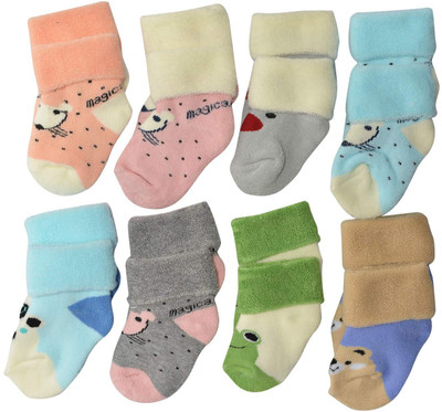 PIBU Baby Boys & Baby Girls Self Design Ankle Length(Pack of 8)