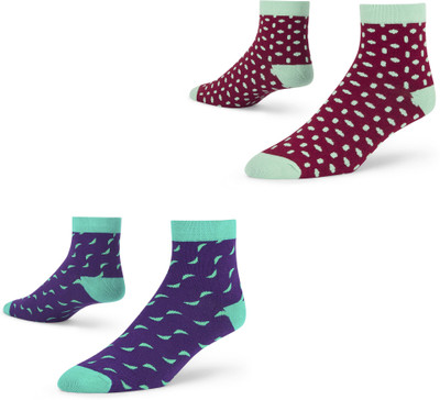 Dynamocks Unisex Printed Ankle Length(Pack of 2)