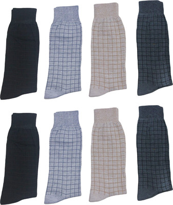 VAPINDIA Men Solid Mid-Calf/Crew(Pack of 8)