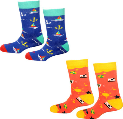 JOYFEET Men & Women Self Design Mid-Calf/Crew(Pack of 2)