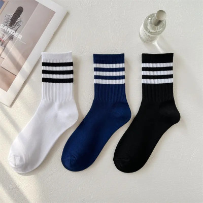 SoxyFeet Men & Women Striped Mid-Calf/Crew(Pack of 3)