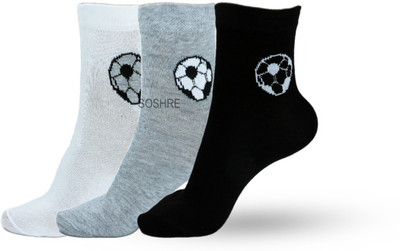 SOSHRE Men Solid Mid-Calf/Crew(Pack of 3)