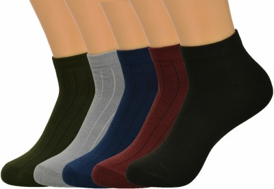 REDCARP Men Striped, Solid Ankle Length, Low Cut, Mid-Calf/Crew, Peds/Footie/No-Show(Pack of 5)