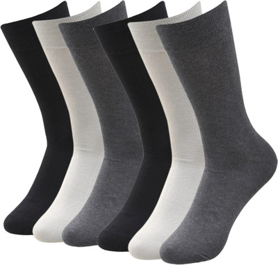 Broova Men Solid Mid-Calf/Crew(Pack of 6)