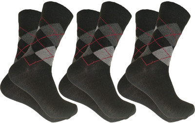 Cozyway Men Printed Mid-Calf/Crew(Pack of 3)