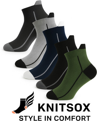 Knitsox Men Solid, Self Design Mid-Calf/Crew, Ankle Length(Pack of 5)