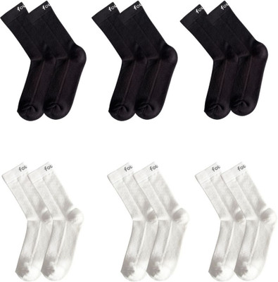 fourO Men & Women Solid Mid-Calf/Crew(Pack of 6)