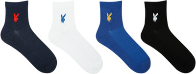 SOCKSXPRESS Playboy Men Solid Ankle Length(Pack of 4)