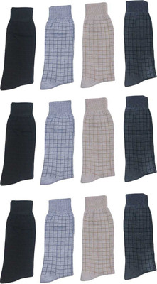Akeet Trend Men Self Design Mid-Calf/Crew(Pack of 12)