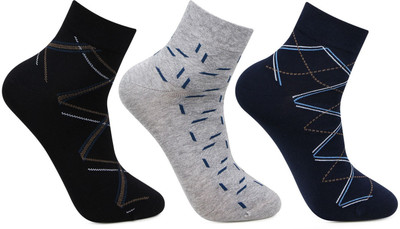BONJOUR Designer Office/ Business/ Formal Ankle Length Socks for Men Striped Ankle Length(Pack of 3)