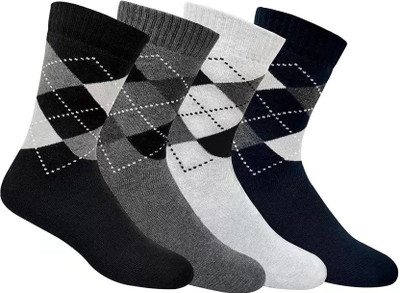 FATON Unisex Geometric Print Calf Length(Pack of 3)