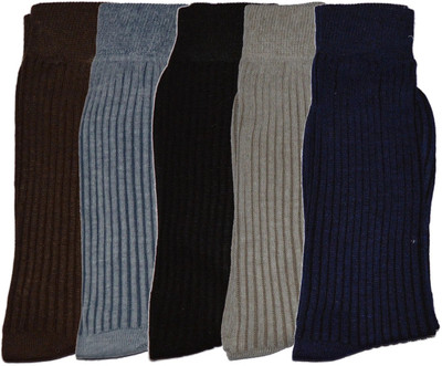 ME Stores Men Self Design Ankle Length, Calf Length, Knee High, Mid-Calf/Crew(Pack of 5)