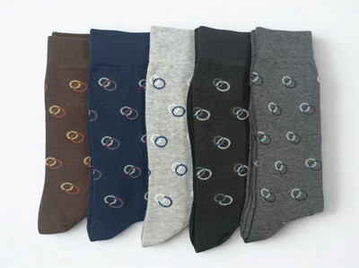 UDAMI Men Self Design Mid-Calf/Crew(Pack of 5)
