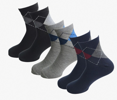 Cozysox Men Self Design, Solid Ankle Length(Pack of 3)