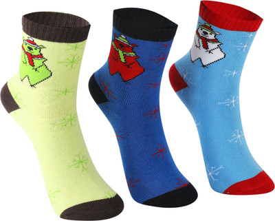 PRIMESOX MOVE ON Boys Printed Mid-Calf/Crew(Pack of 3)