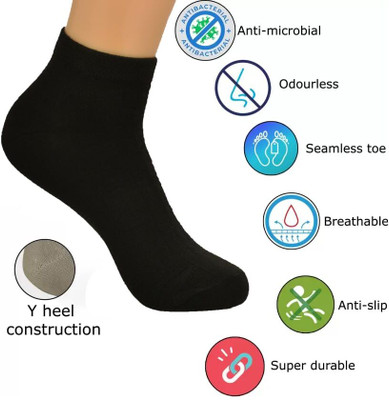 REDCARP Men Solid, Self Design Ankle Length, Mid-Calf/Crew, Low Cut, Peds/Footie/No-Show(Pack of 4)
