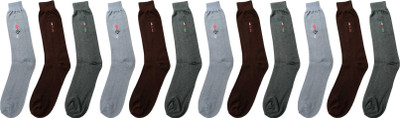 Broova Men Solid Mid-Calf/Crew(Pack of 12)