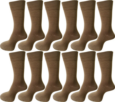 Broova Men Solid Mid-Calf/Crew, Calf Length(Pack of 12)