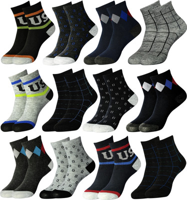 krijo Men & Women Solid, Self Design Ankle Length(Pack of 12)