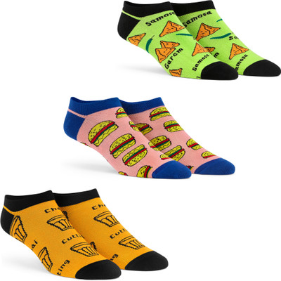 Dynamocks Unisex Printed Ankle Length(Pack of 3)