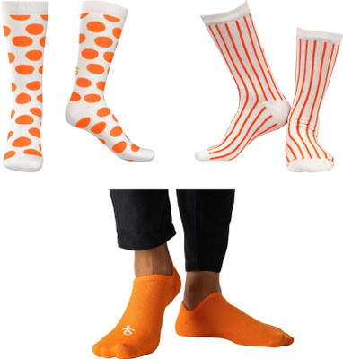 TalkingSox Unisex Polka Print, Solid, Striped Calf Length, Low Cut(Pack of 3)