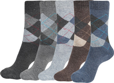 DOUBLE SEVEN Men Argyle Mid-Calf/Crew(Pack of 5)