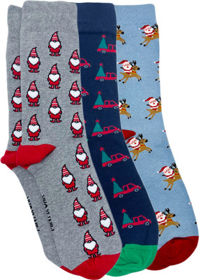 Mint and Oak Men Printed Mid-Calf/Crew(Pack of 3)
