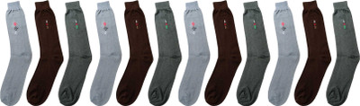 VAPINDIA Men Solid Mid-Calf/Crew(Pack of 12)