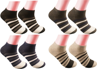 ONFFEUZE Men Striped Ankle Length(Pack of 4)