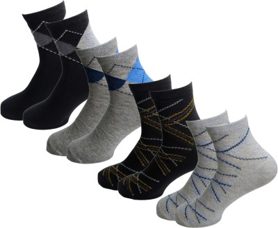 Cozysox Men Self Design, Solid Ankle Length(Pack of 4)