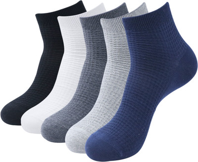 SOCKSXPRESS Cotton Men Woven Ankle Length(Pack of 5)