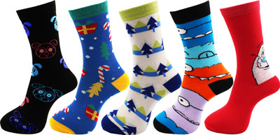 RC. ROYAL CLASS Boys & Girls Printed Mid-Calf/Crew(Pack of 5)