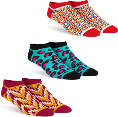 Dynamocks Unisex Printed Ankle Length(Pack of 3)