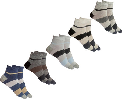 STYLEDBYSHAHS Unisex Striped Ankle Length(Pack of 5)