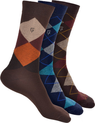 Footprints Men Argyle Calf Length(Pack of 3)