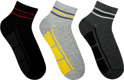 SOCKSXPRESS Full Cushioned Men Solid Ankle Length(Pack of 3)
