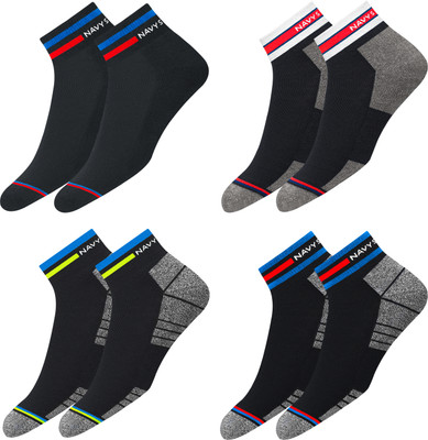 Navy Sport Men Striped Ankle Length(Pack of 4)