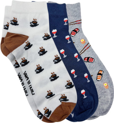 Mint and Oak Men Printed Mid-Calf/Crew(Pack of 3)