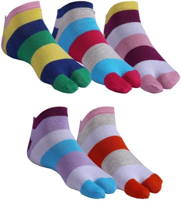 Footmate Women Striped Ankle Length(Pack of 5)