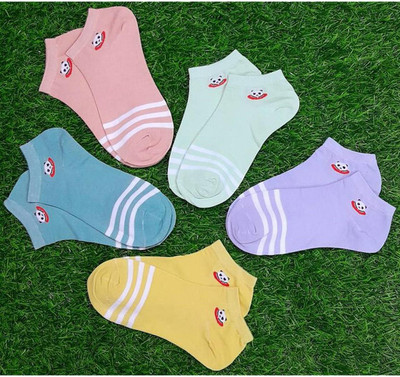 UTBHAVI Men & Women Printed, Self Design Ankle Length, Peds/Footie/No-Show, Low Cut(Pack of 5)