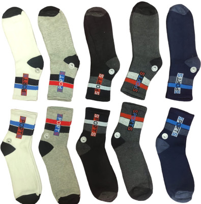 Kalra Hosiery Men Printed Mid-Calf/Crew(Pack of 10)