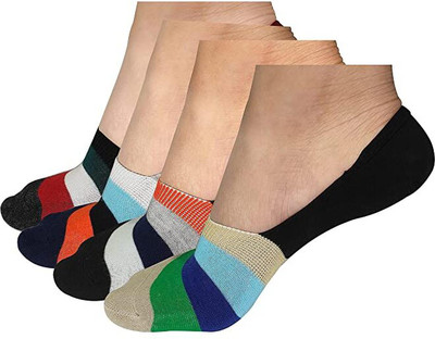 FATON Unisex Printed Low Cut(Pack of 4)